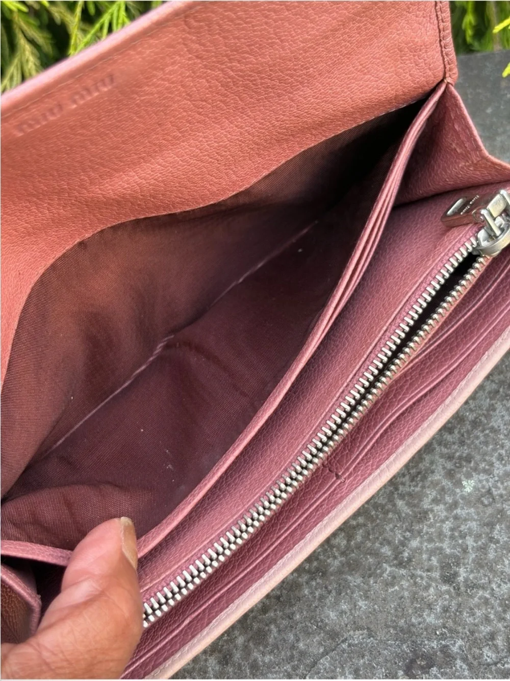 Miu Miu Two-Tone Mauve and Blush Leather Continental Wallet